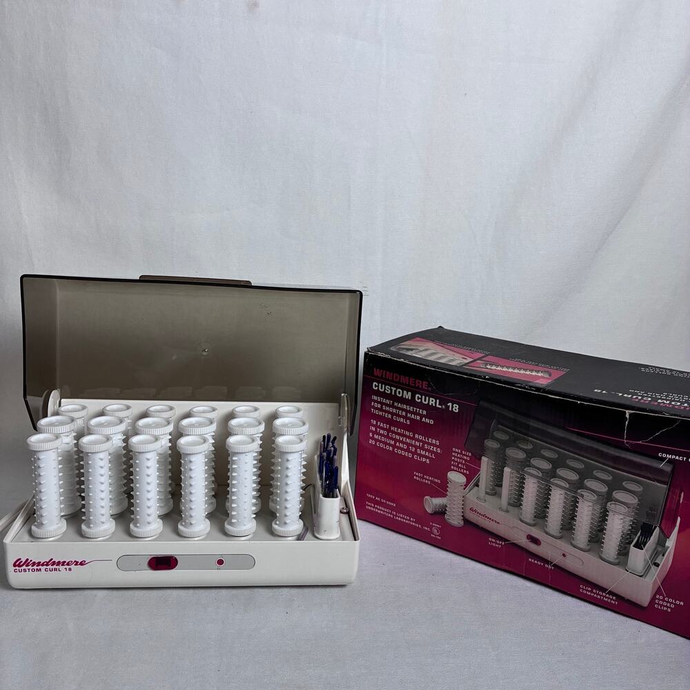 Vintage Windmere Custom Curl 18 Hot Rollers Hair Setter Instant Hairset In Box